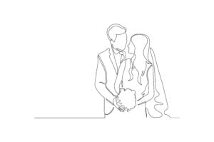 Mariés en line art