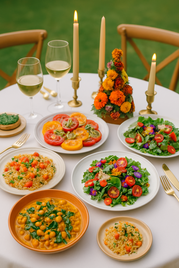 menu coloré vegan mariage