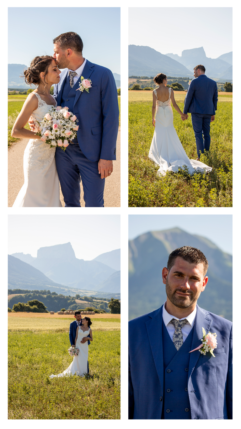 photos de mariés devant le mont aiguille