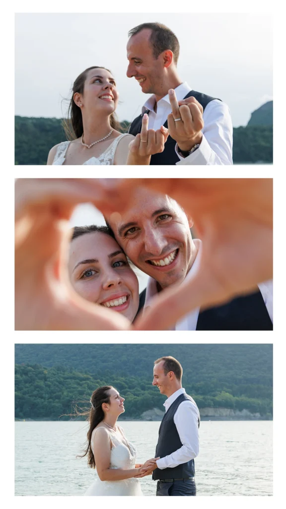 Mariage La Mira séance couple bord eau Monteynard.
