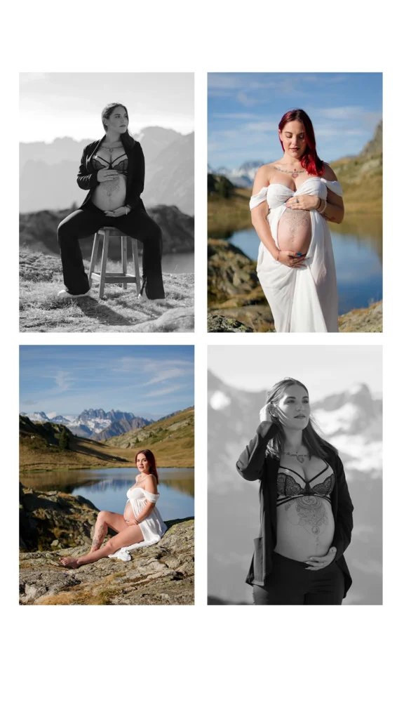 Photos grossesse artistiques Alpe d'Huez mains ventre.