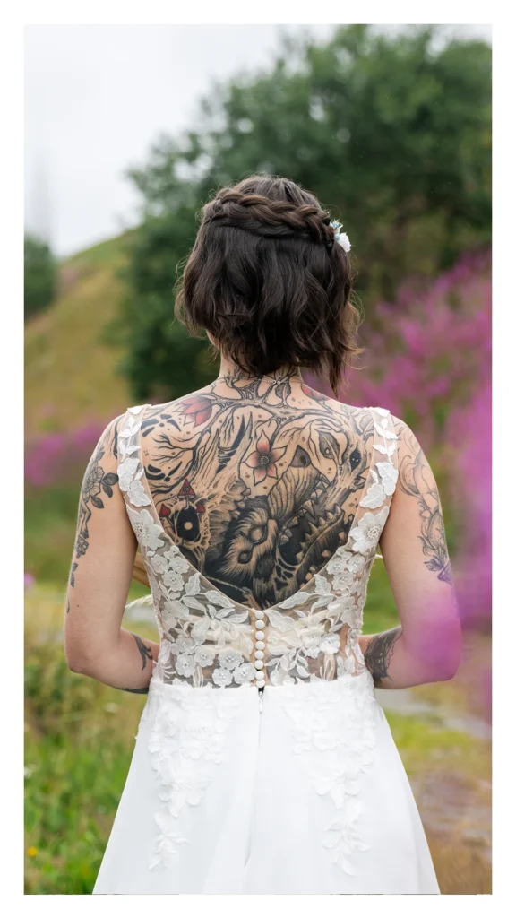 detail de tatouage de la mariée