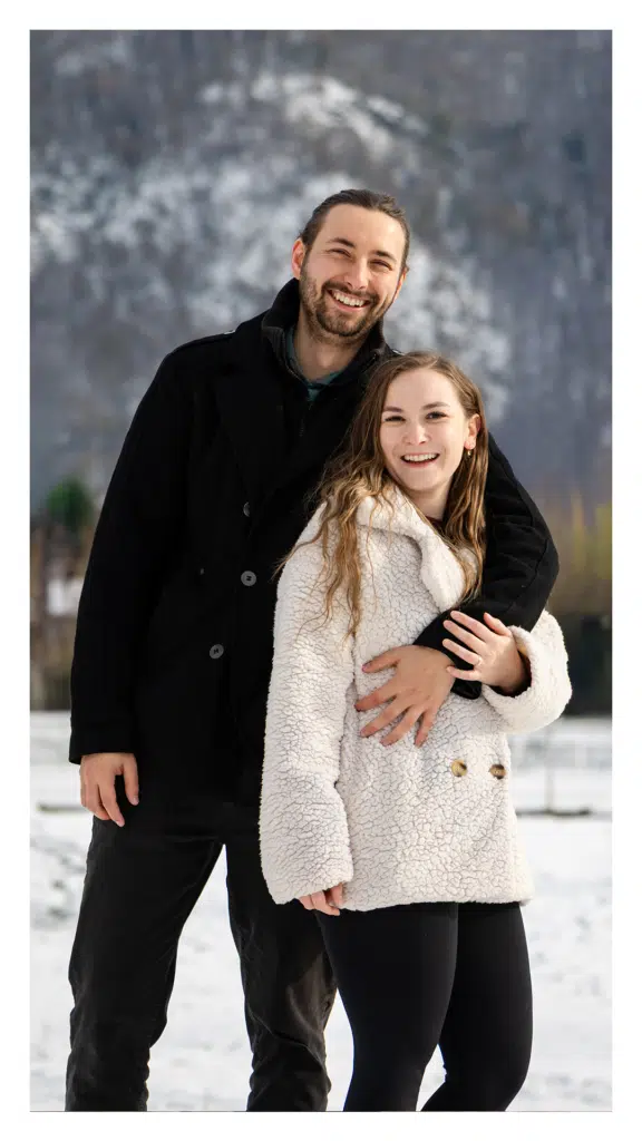 Photos engagement neige, ambiance hivernale