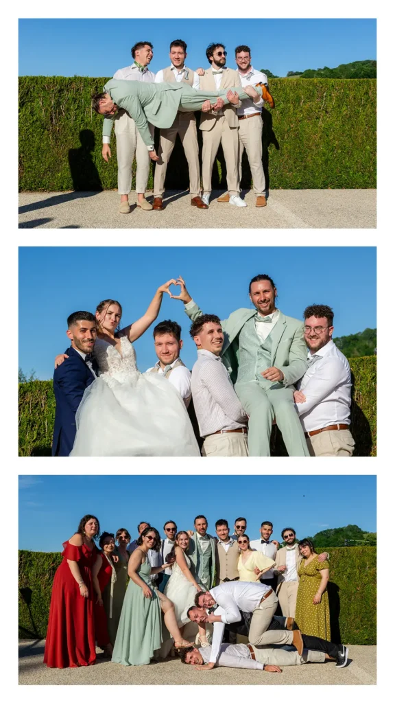 Photos de groupe invités mariage au Domaine Chloé du Lac, Charavine, lac de Paladru