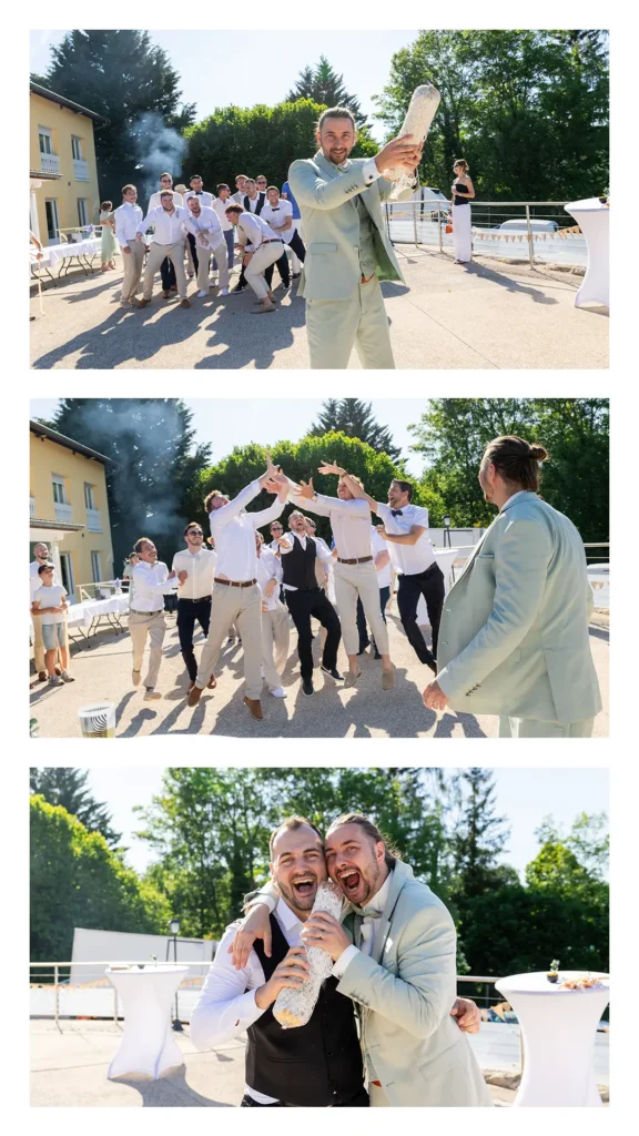 Lancer de saucisson mariage — animation originale au Domaine Chloé du Lac, Charavine