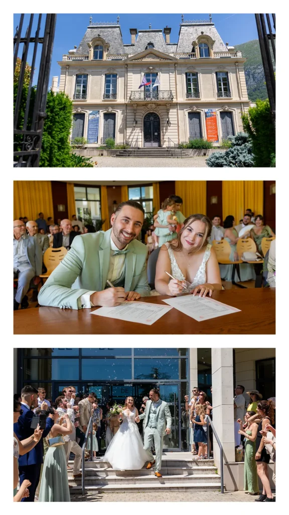 ignature du registre à la mairie de Saint-Égrève, mariage civil Isère