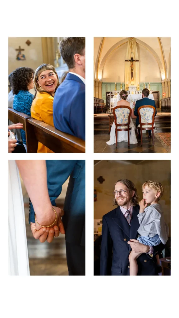 Invités dans l'église de Mens, mariage religieux, photos