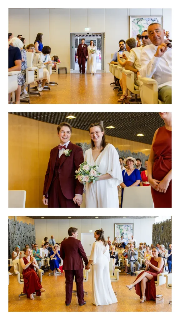 Entrée des mariées dans la salle des mariages de la mairie de Grenoble, Isère