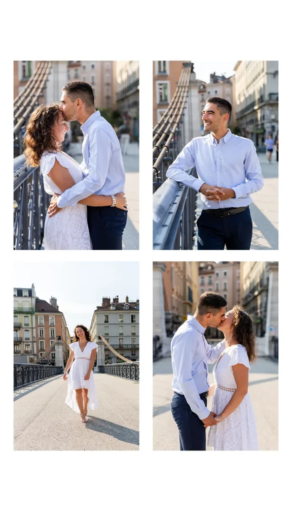 seance couple sur la passerelle saint Laurent Grenoble