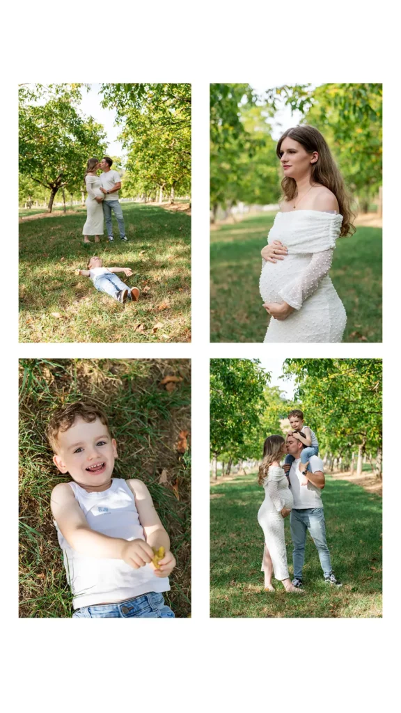 Portrait de future maman dans une noyeraie typique de l'Isère