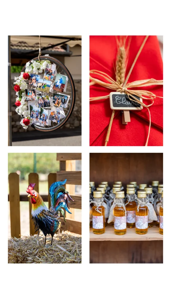 Détails de décoration d'un mariage guinguette en Isère