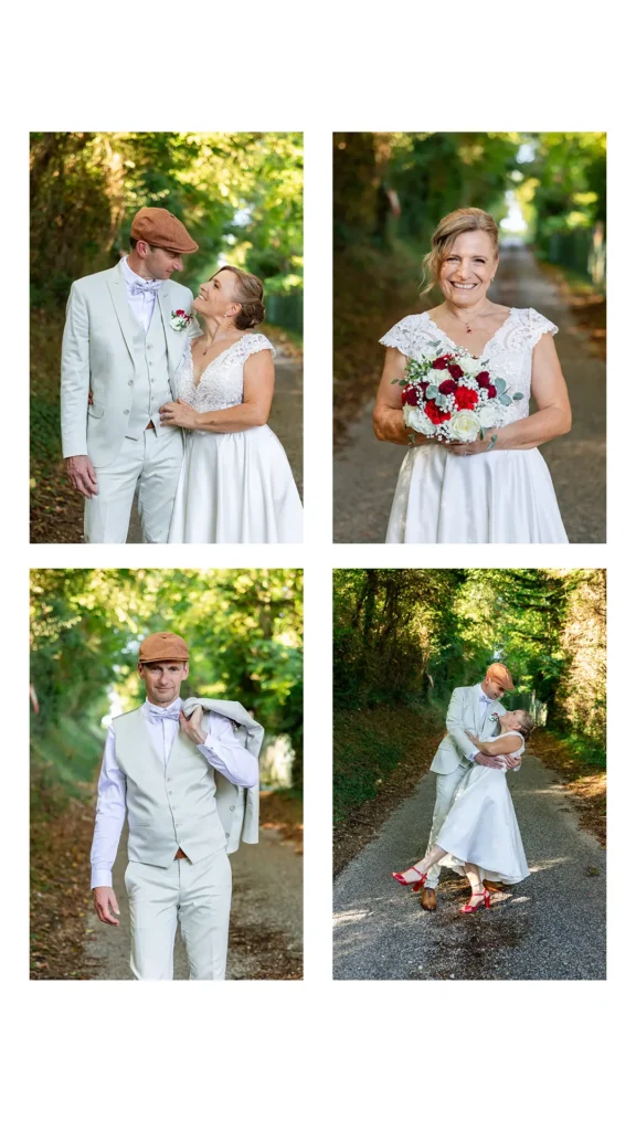 montagne photo de photos de couple d'un mariage guinguette en Isère